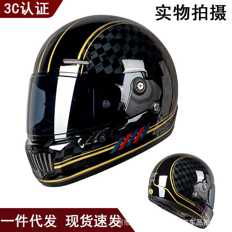 批发代发摩托车全盔蓝牙男四季夏季个性复古头盔女巡航骑士盔