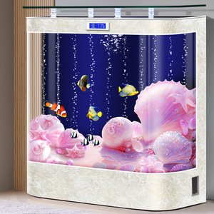 鱼缸客厅中小型落地家用轻奢生态水族箱背滤懒人专用玻璃金鱼缸