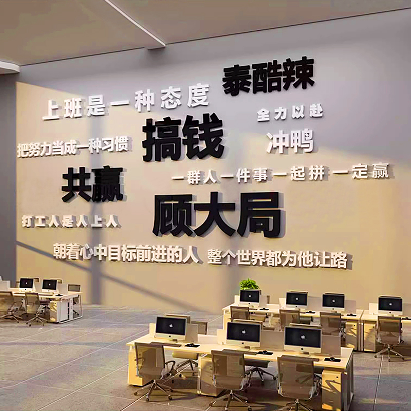 会议室背景墙面激励标语文字贴纸