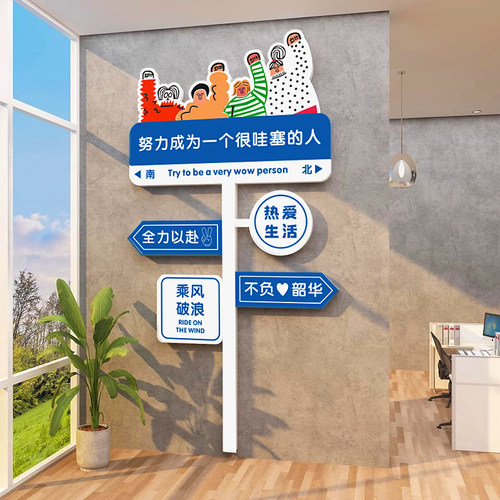 网红公司路牌定制办公室布置装饰