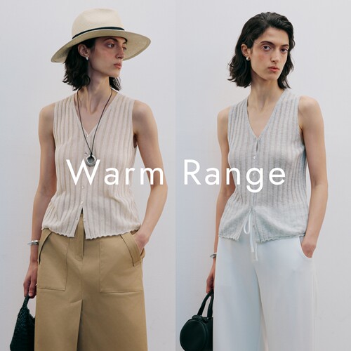 Warm Range 天丝亚麻修身V领开衫马甲背心