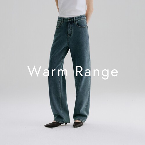Warm Range 暖绒修长窄直筒微堆牛仔长裤