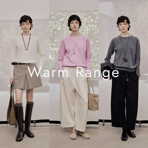Warm Range 袖口排口圆领羊绒长袖内搭女秋冬舒适百搭外穿打底衫