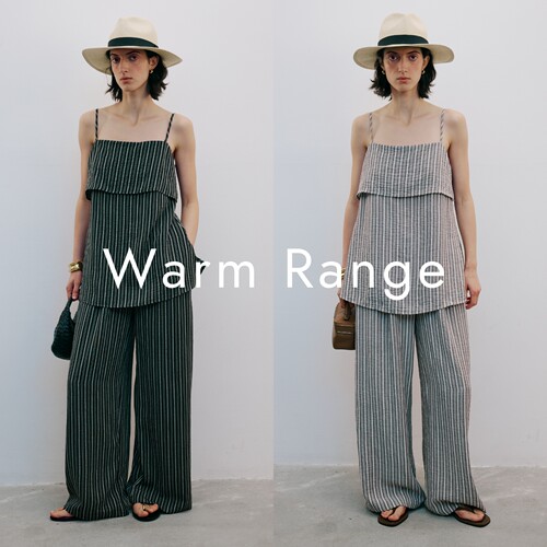 Warm Range A字条纹细吊带背心休闲裤套装