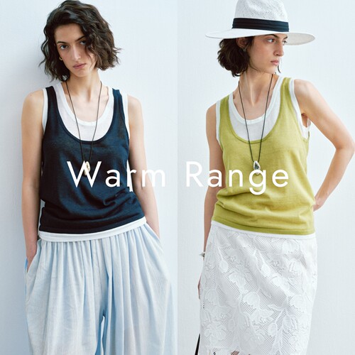 Warm Range 松弛感叠穿U领亚麻针织背心女夏季慵懒感极简无袖上衣