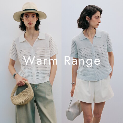 Warm Range 和纸纱短袖镂空毛针织开衫