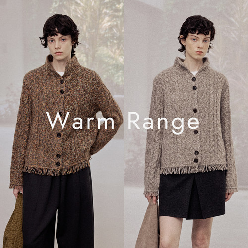 Warm Range 秋冬牦牛绒毛衣开衫女设计感绵复古羊毛针织衫