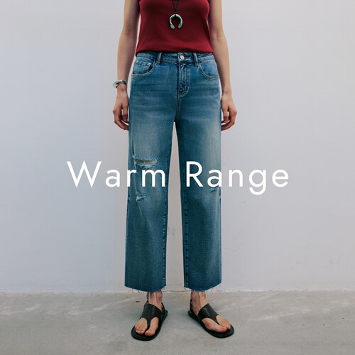 Wram Range 直筒九分破洞水洗弹力牛仔裤
