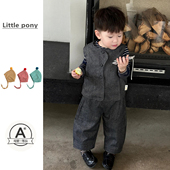 新款 男宝宝英伦风马甲外套长裤 套装 婴儿衣服秋季 条纹打底衫 三件套