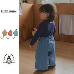 上衣阔腿牛仔裤 婴儿秋季 百搭两件套 简约长袖 男女宝宝韩版 新款 套装