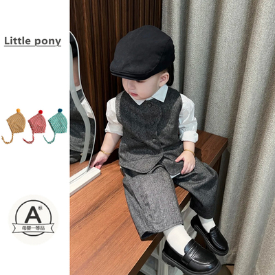 男宝宝春秋西装马甲衬衫三件套