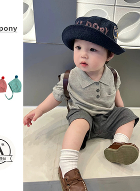 婴儿衣服夏季薄款套装2026新款男宝宝PLOL衫短袖上衣短裤潮两件套