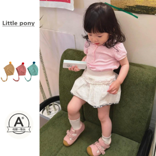 上衣花边蛋糕裙裤 女宝宝夏季 可爱泡泡袖 半身裙2026韩版 两件套 新款