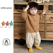 新款 针织开衫 宝宝韩版 男童春季 百搭牛角扣麻花毛衣外套时髦针织衫