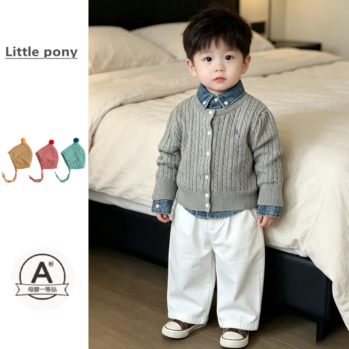男童衣服秋冬新款毛衣婴儿韩版麻花针织开衫打底衬衫长裤三件套潮