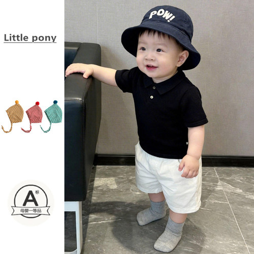 儿童衣服夏季新款套装男宝宝韩版纯色时尚短袖POLO衫短裤两件套潮