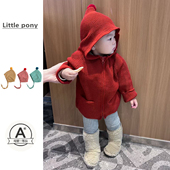 男女宝宝百搭节庆长袖 宝宝秋冬款 连帽针织衫 毛衣婴儿新年针织上衣