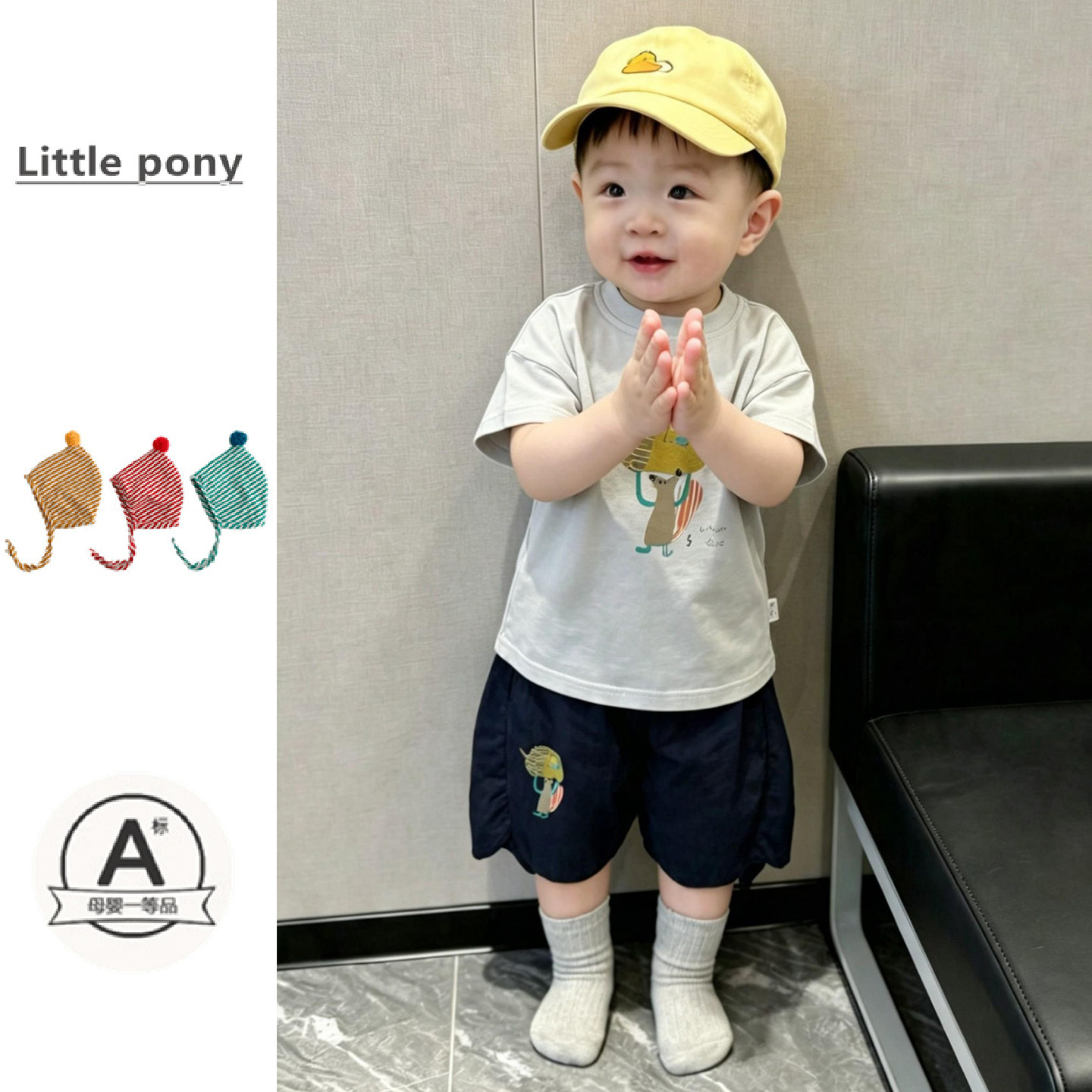 男宝宝夏季宽松休闲短裤儿童韩版卡通印花五分裤薄款透气短袖套装