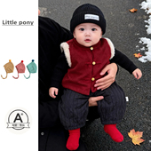 儿童秋冬中式 红色马甲男女宝宝加绒加厚保暖拜年服周岁礼服三件套