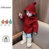 宝宝秋冬新款 针织衫 男女童百搭红色喜庆针织毛衣婴儿保暖新年上衣