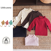 儿童2026秋冬新款 针织衫 针织上衣女宝宝韩版 百搭纯色木耳边打底衫