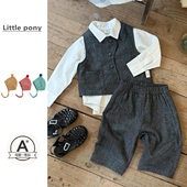 新款 三件套小绅士英伦套装 套装 休闲裤 男童帅气马甲衬衫 男宝宝秋季