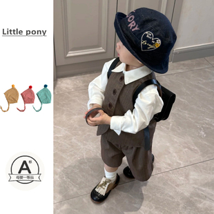 儿童衣服2026春季新款生日礼服男宝宝小绅士西装马甲短裤三件套潮