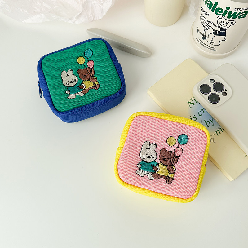 立体方形小包包女 可爱刺绣小熊小兔卫生棉包 杂物小收纳包零钱包,收纳整理,卫生巾收纳包,淘宝优惠券,粉丝福利购,淘宝优惠卷