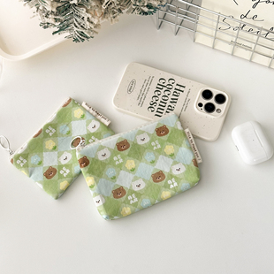 草绿布朗 卡通可爱拉链卫生棉包女 卫生巾姨妈巾收纳包少女月事包