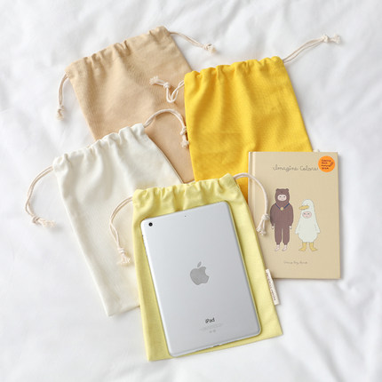 18色中号抽绳收纳袋女布艺防尘袋ipadmini6平板束口袋来图定制