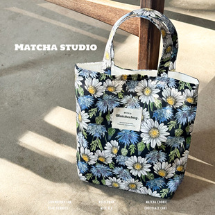 旷野山菊 原创自制春夏韩版手拎包女ins高颜值手提包大容量棉布包