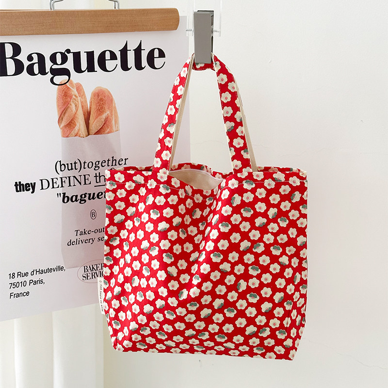 山茶花 大号中号拉链手拎袋女棉布轻便夏季手提包大容量小布包袋,箱包皮具/热销女包/男包,通用款女包,淘宝优惠券,粉丝福利购,淘宝优惠卷