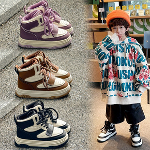 儿童运动鞋高帮男童鞋子街舞鞋小孩子潮酷童鞋春秋款女童板鞋百搭