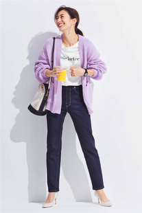 开衫 外贸出口日单宽松慵懒V领紫色有大码 外套女针织 新款 2020春季