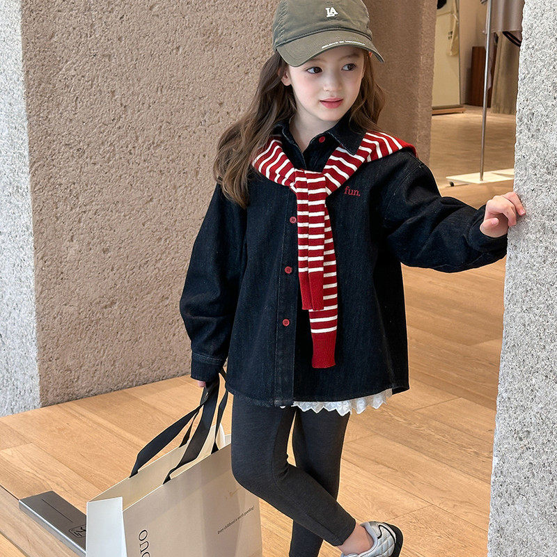 男女童冬季韩版宽松牛仔外套刺绣字母加厚保暖翻领上衣,童装/婴儿装/亲子装,儿童牛仔外套,淘宝优惠券,粉丝福利购,淘宝优惠卷