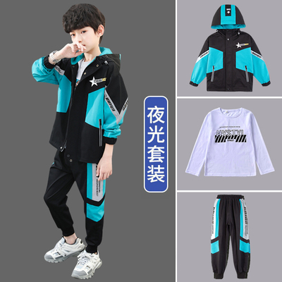 男童春装套装春秋款2025新款酷帅中大童男孩儿童装运动春季三件套