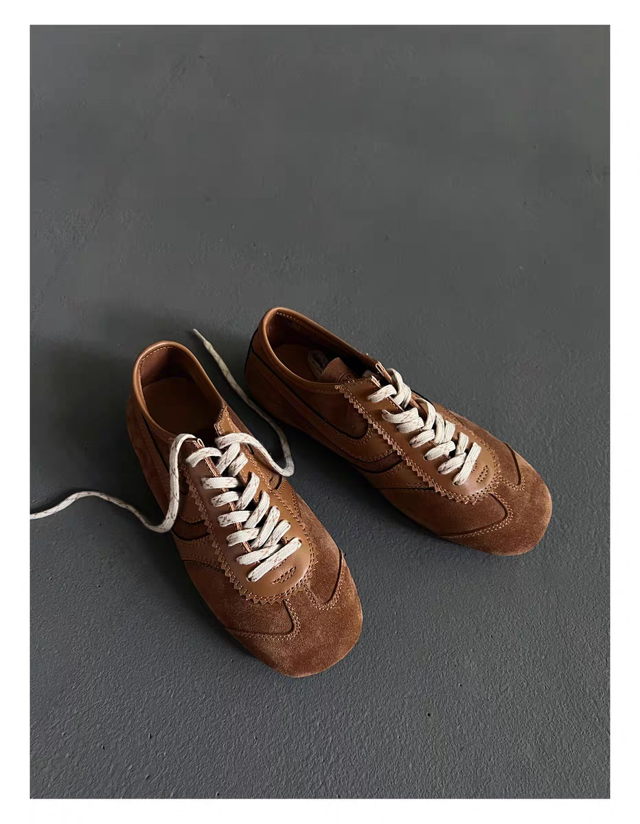 thumbnail for German training shoes men's 2025 new summer breathable leather soft-soled Forrest Gump shoes men's shoes color blocking niche and simple