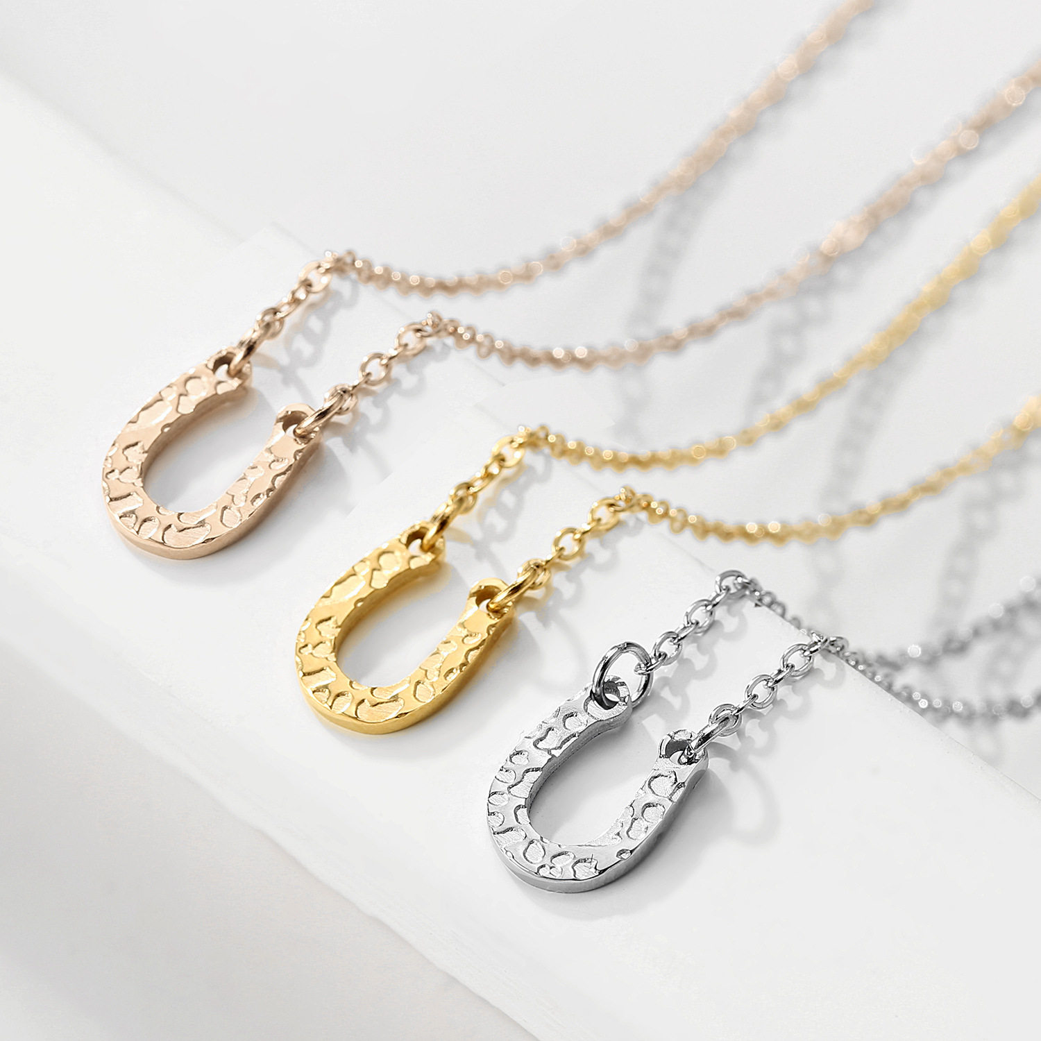 韩版U形不锈钢吊坠Stainless steel necklace颈链项链