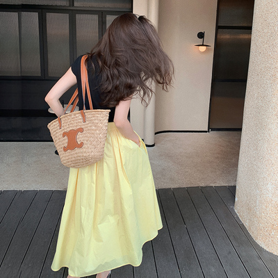 bigyu抽绳松紧腰A字半身裙~