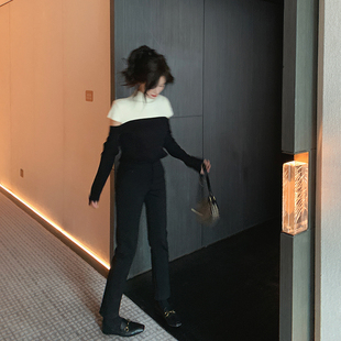 bigyu【12.26上新限时95折】秋冬显瘦小黑裤复合绒法棍裤子九分裤