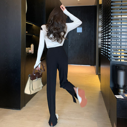 bigyu多开叉西装显瘦长裤