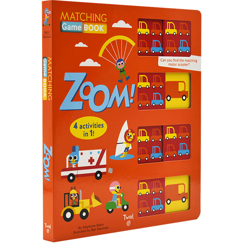 现货 Zoom!配对游戏书 配对游戏4合1 儿童益智游戏绘本 英文原版 Matching Game Book: 4 Activities in 1! 思维启蒙