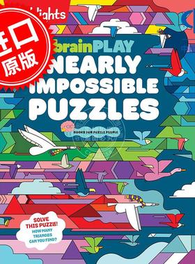 Highlights大脑游戏近乎不可能 互动游戏书 英文原版 brainPLAY Nearly Impossible Puzzles 7+岁