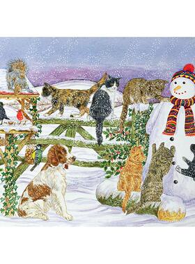 雪人和他的朋友们 1000片拼图 文创周边 Peter Pauper Press 英文原版  Snowman and Friends 1000 Piece Jigsaw Puzzle