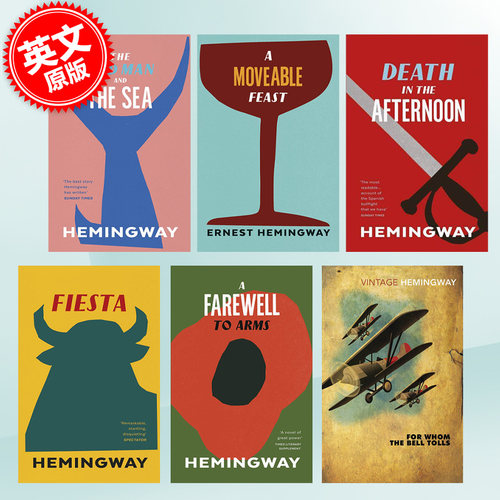 预售 海明威经典文学作品 6本套装 老人与海 英文原版 The Old Man and the Sea 海明威 Hemingway