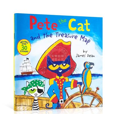 现货 皮特猫和藏宝图 英文原版绘本 Pete The Cat And The Treasure Map 含贴纸 皮特猫系列