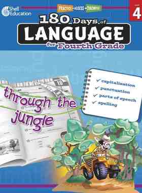 预售 按需印刷 180 Days of Language for Fourth Grade四年级180天的练习 用这本四年级练习册来培养语法技能和提高阅读理解能力