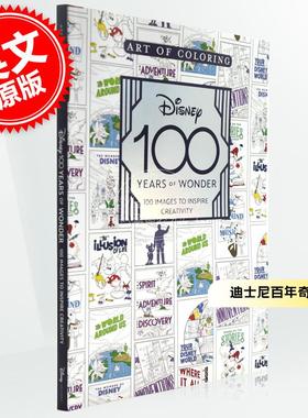 现货 着色艺术 迪士尼百年奇迹 涂色书 100张图片激发创造力 英文原版 Art of Coloring: Disney 100 Years of Wonder: 100 Images