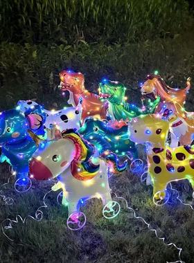 新款卡通动物发光带灯立体走路气球批发公园广场夜市摆地摊小礼品