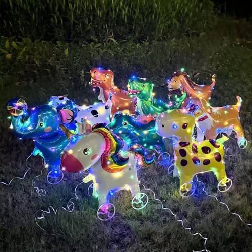 卡通动物发光带灯立体气球批发